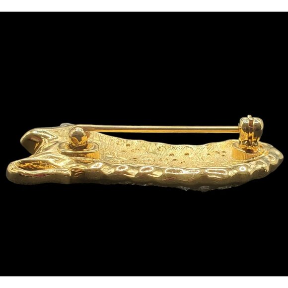 VTG Swarovski Crystal Christmas Stocking Pin Brooch Holiday Gold Tone Gems 1.5" - Picture 8 of 13